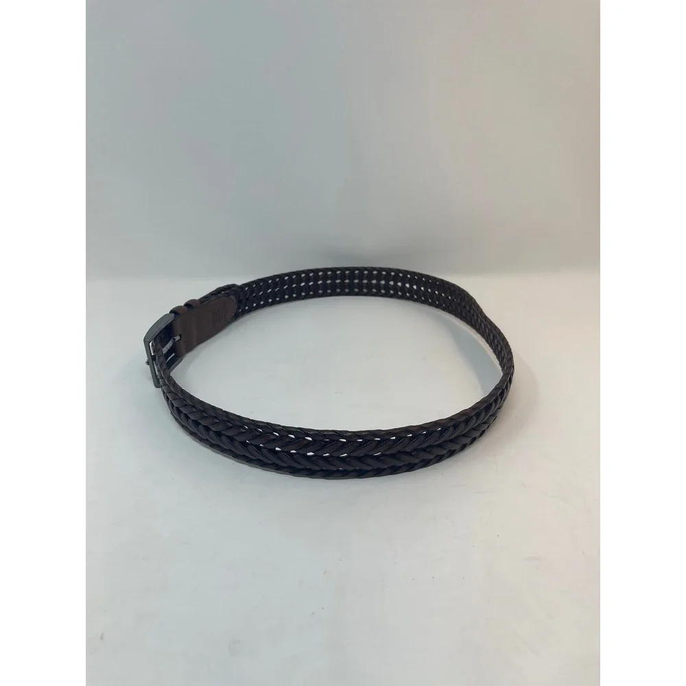 Braided Belt‎ Mens 34 Brown Excellent Woven Synthetic Leather